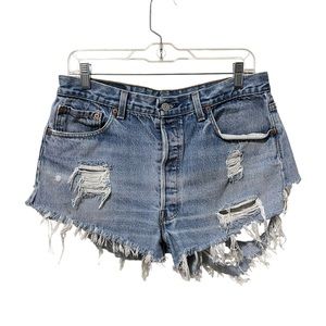 Vintage Levis 501xx Super Distressed Destroyed Cheeky Denim Jeans Size 31